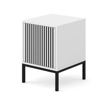 AC-D&eacute;co Mesita De Noche Ravenna F 41x40 Cm Contenedor Blanco Mate / Fresado Negro