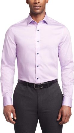 Tommy Hilfiger Th Flex Dress Shirt Mens Lavender Button-Up MAC122