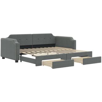 vidaXL Sof&aacute; Cama Nido Con Cajones Tela Gris Oscuro 80x200 Cm Vidaxl