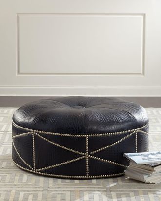 Massoud Shipley Leather Ottoman