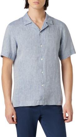 Bugatchi Linen Camp Shirt in Navy at Nordstrom Rack, Size Xx-Large