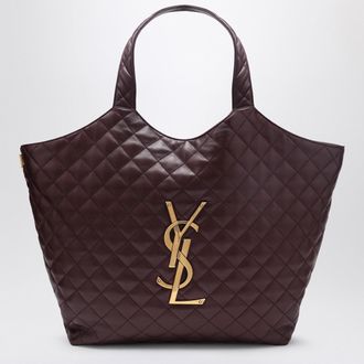 Saint Laurent Icare oversized quilted leather shopping bag in burgundy