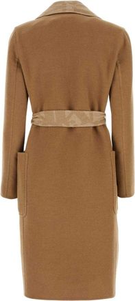 Max Mara Womens Biscuit Camel Abito Coat Cammello Exterior: Cappotti
