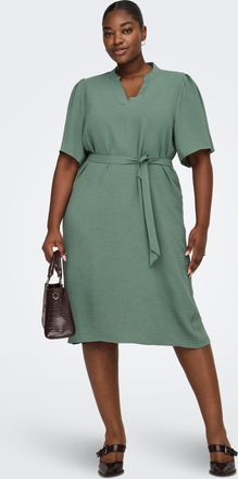 Only Carmakoma Sommerkleid ONLY CARMAKOMA CARPLANA METTE LIFE 2/4 V-NECKDRESS NOOS, Damen, Gr. 42, N-Gr, laurel wreath, Obermaterial: 100% Polyester, unifarben, regu