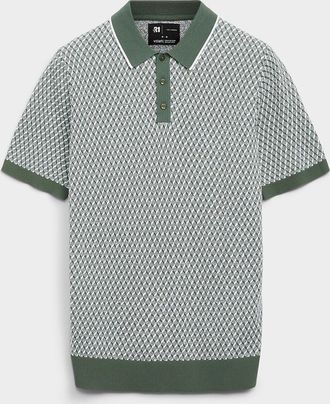 Le 31 Mens Geo jacquard knit Polo Shirt