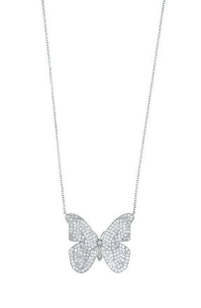 Bony Levy Tanya Diamond Pavé Butterfly Pendant Necklace in 18K White Gold at Nordstrom