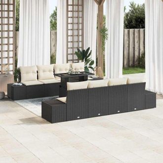 vidaXL Conjunto De Sof&aacute; De Jard&iacute;n 7 Pcs Negro, Crema 100 X 55 X 73 Cm Vidaxl