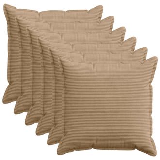 vidaXL Federa 6 Pz Houten Marrone 70 X 70 Cm Corduroy Vidaxl