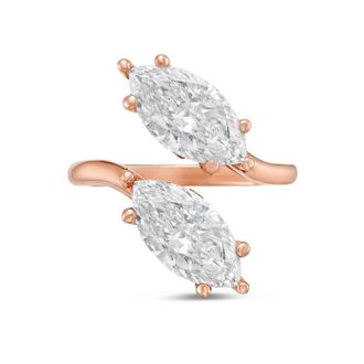 Diana M. Jewels 18kt Rose Gold 12.00 Cts 2 Stone Marquise Lab Grown Diamond Ring
