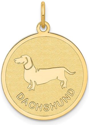 Diamond2Deal 14k Yellow Gold DACHSHUND 20mm Disc Dog Charm Pendant