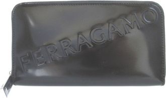 Ferragamo Black Patent Leather Long Wallet (Bi-Fold) (Pre-Owned)