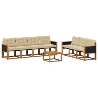 vidaXL Conjunto De Sof&aacute;s De Exterior Con Coj&iacute;n 8 Pcs Natural Y Beige Vidaxl