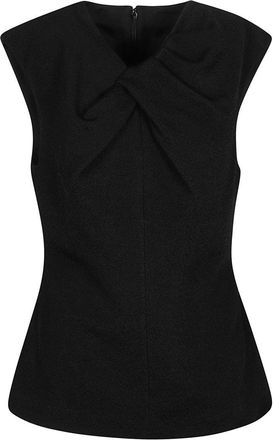 Jil Sander Sleeveless Black Top With Draped Collar