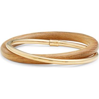 Soko Interlocked Bangle in Gold/Wood at Nordstrom, Size Medium