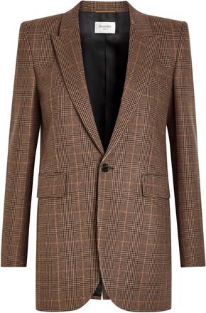 Saint Laurent Houndstooth Wool and Cashmere-blend Blazer - Cream - 42 (UK14 / L)