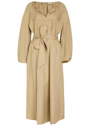 Vince Belted Cotton-poplin Midi Dress - Beige - S (UK8-10 / S)