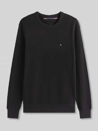 Tommy Hilfiger Regular Fit Strickpullover aus reiner Baumwolle in Black, Größe XXL