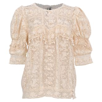 Isabel Marant Embroidered Lace Blouse in Ivory Cotton