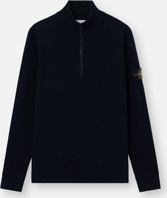 Stone Island Short Zippered Knitwear In Cotton