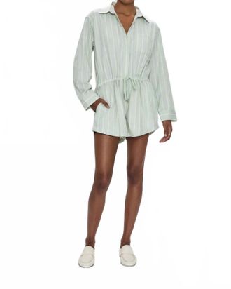 Pistola Denim Amelie Long-Sleeve Romper In Pistachio Stripe
