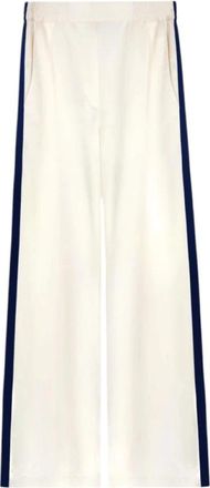 Margaux Lonnberg Sportieve witte viscose broek met zwarte strepen - Dames - Wijde Broeken - Wit - S - Broeken