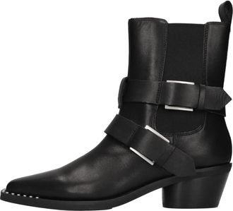Ash Leren Enkellaarsjes - Dames - Cowboylaarzen - Zwart - 37 EU - Leer - Schoenen