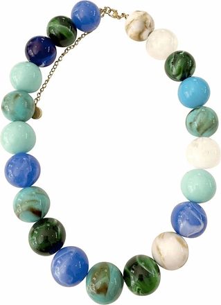 Gemelli Womens Ravello Beaded Statement Necklace In Blue