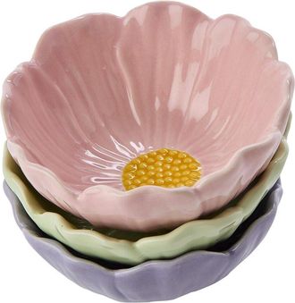 Two's Company Set Of 3 Flower Tidbit Bowls