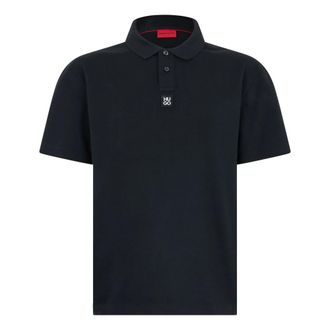 HUGO BOSS Tops, Heren, Zwart, S, Katoen, Polo met gestapeld logo