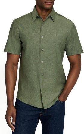 Brooklyn Brigade Solid Mapleton Luxe Cross Dyed Short Sleeve Shirt in Olive at Nordstrom, Size Xx-Large