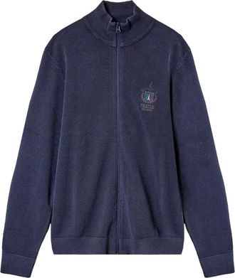 Aeronautica Full Zip Katoenen Trui - Heren - Vesten - Blauw - L - Katoen - Truien & Vesten