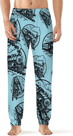 Generic Vintage Trains Mens Pajama Pant Lounge Sleepwear Elastic Waistband Sleep Bottoms XL