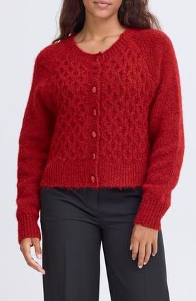 Ichi Diamond Knit Cardigan in Red Dahlia at Nordstrom Rack, Size X-Small