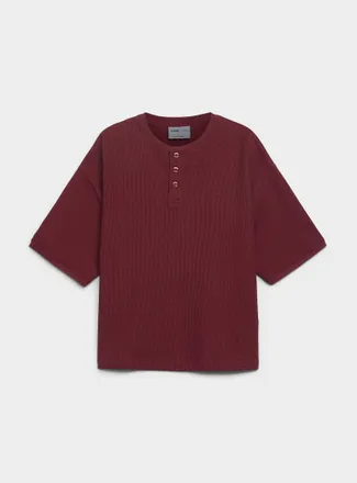 Djab Mens Solid waffle Henley Shirt T-shirt