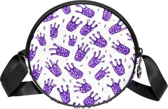 Generic Circle Crossbody Bag for Women, Cute Claws Small Sling Bag Daypack with Zipper Adjustable Shoulder Straps Casual Ladies Girls Round Purse