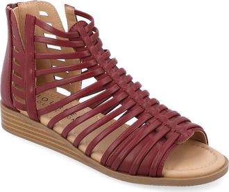 Journee Collection Delilah Wedge Sandal - Wide Width in Wine at Nordstrom Rack, Size 5.5