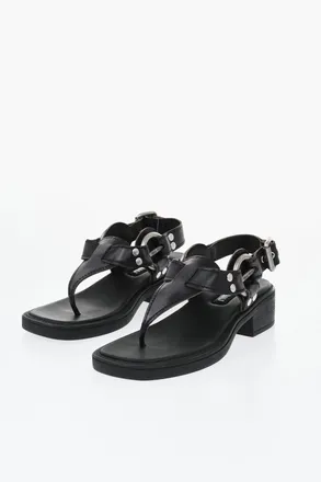Miu Miu Leather Thong Sandals With 4 Cm Buckle Miu Miu