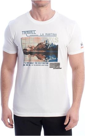 La Martina Grafisch T-shirt met korte mouwen - Heren - T-shirts - Wit - 2XL - Katoen - Tops