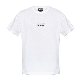 Versace Jeans Couture T-Shirts, male, White, Size: 2XL T-shirt with a rubber logo patch