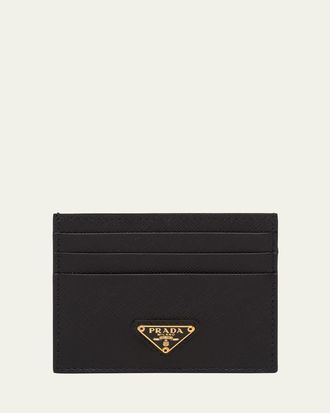 Prada Triangle Logo Leather Card Case