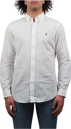Ralph Lauren Overhemden, Heren, Wit, S, Katoen, Wit seersucker stof overhemd - S, WHT