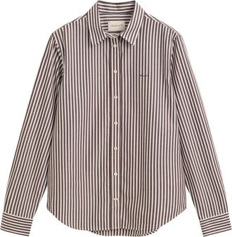 GANT Regular Poplin Gestreepte Overhemd - Dames - Overhemden - Bruin - L - Katoen - Overhemden