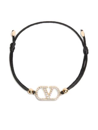 Valentino Garavani VLogo Signature bracelet - women - Crystal/Polyester/Brass - One Size - Black