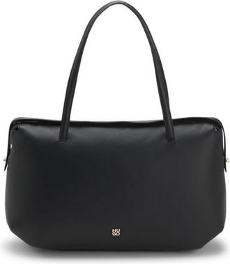 HUGO BOSS Faux-leather tote bag with stacked logo