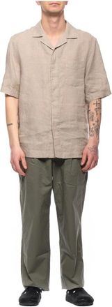 Paolo Pecora G081-3621 Jacket-Shirt - Heren - Korte mouwen Overhemden - Beige - L - Linnen - Overhemden