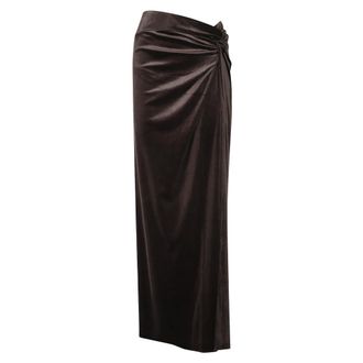 Andamane Falda Larga Zohra con Detalle de Nudo - Skirts - Mujer - Marr&oacute;n - XS
