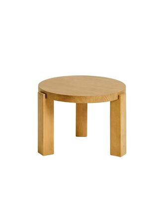 Hannun Mesa de centro circular color marr&oacute;n claro, 50x35 cm