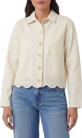 Kensie Scalloped Crop Shirt Jacket in Ecru at Nordstrom Rack, Size X-Large