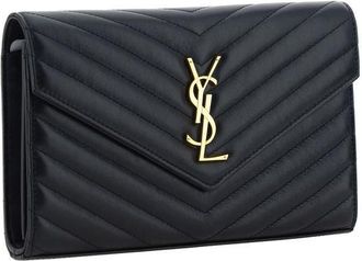 Saint Laurent Womens Black Calf Leather Bos Taurus Shoulder Bag