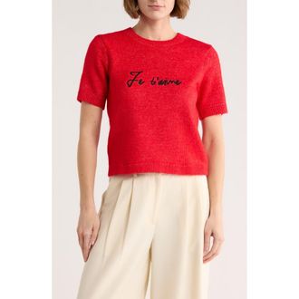 Sanctuary Je taime Short Sleeve Sweater in Red at Nordstrom Rack, Size X-Large